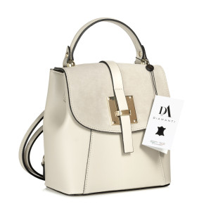 Rucsac tip geanta de dama, din piele naturala, DiAmanti Fausta Bej